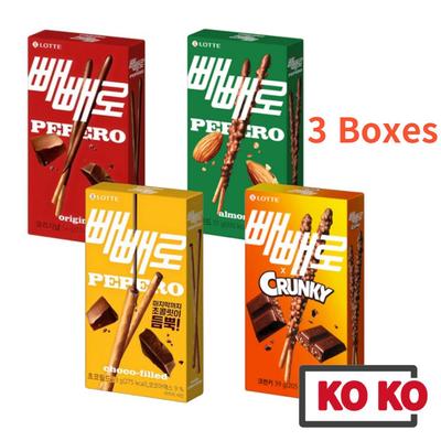 Lotte Набор из 3 шоколадных палочек PEPERO / Оригинал / Миндаль / Choco Field (Ню) / Хрустящий