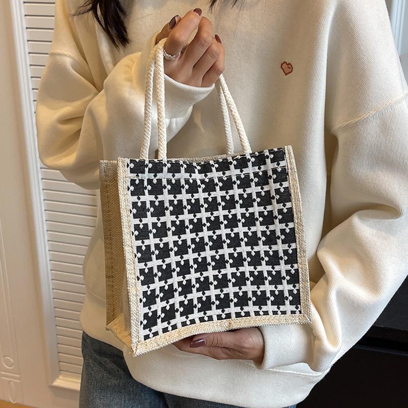 Новая летняя льняная сумка для женщин на работу и переноску ланч-бокса для модных льняных сумок