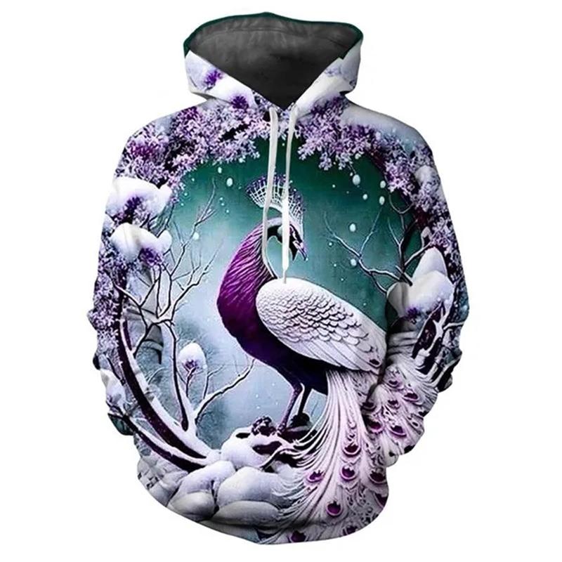 Осенние толстовки с принтом животных павлина в формате 3D для мужчин и женщин, модные повседневные толстовки с капюшоном большого размера, пуловеры, спортивная одежда