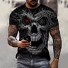 2024 Summer Street Oversized Shirt Clothing New Men's Skull 3D Printed Short Sleeve T-shirt with Vintage Casual Fashion Shir 6XL