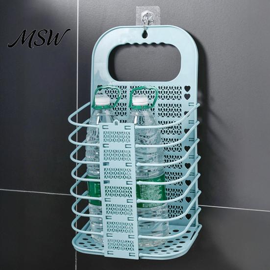 Dorm Room Essentials for Students Foldable Laundry Basket, Breathable Hollow Design, Wall Mounted No Drill Organizer Space Saving Organizer, Bathroom