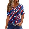 Women's T Shirt Independence Day Print Button Short Sleeve Daily Weekend Fashion Basic V- Neck Regular Top