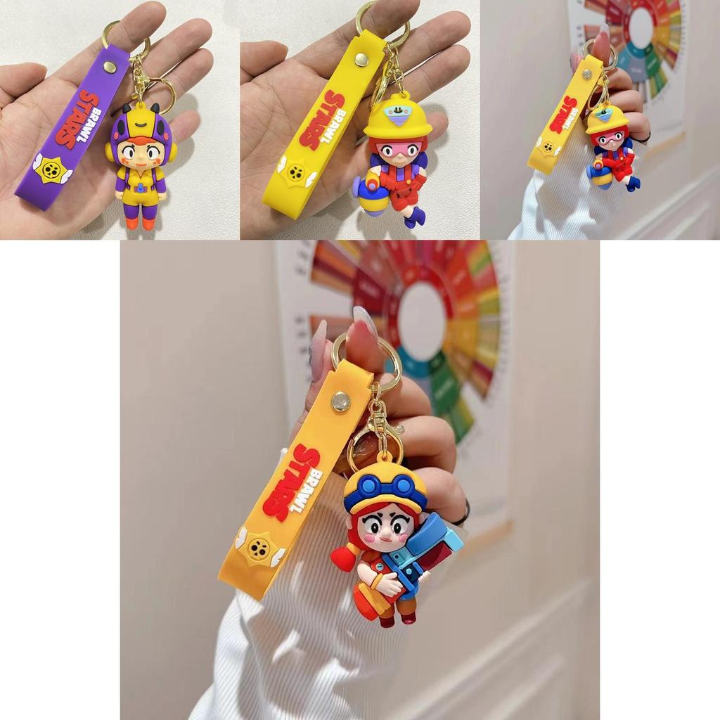 Милый мультяшный силиконовый брелок для ключей от машины Brawl Stars Нита Джесси Би Спайки Пэдди