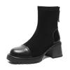 Martin Boots Women's High-heeled British Style 2024 New Autumn and Winter Thick-soled Medium Boots Retro Thick-heeled Short Boots