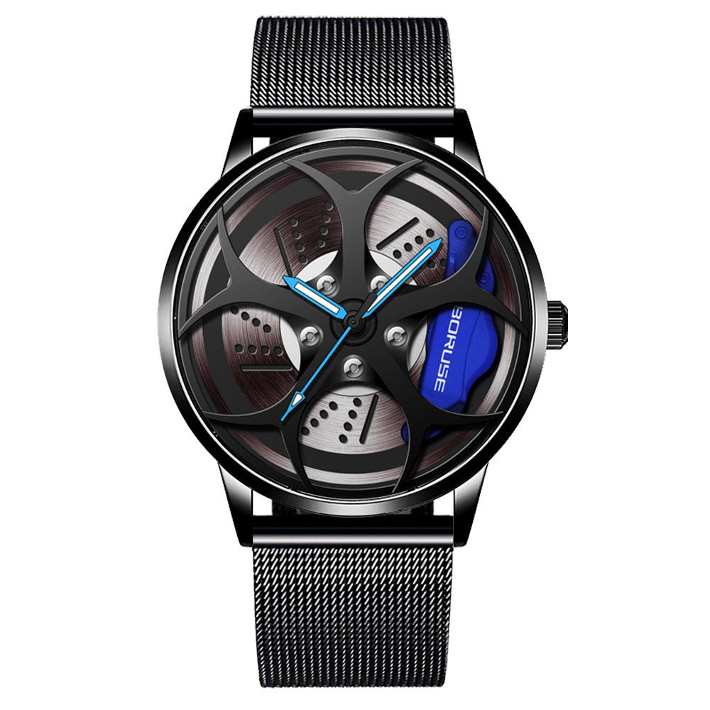 Модные мужские часы для бизнеса, контурные часы, мужские часы с сетчатым ремешком из нержавеющей стали, кварцевые часы, спортивные часы