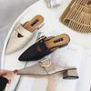 Fashion Woman Slippers Outside Slides Pointed Sandals Mules Toe Black Shoes For Women Cheap Premium Stylish Sale New Style Korea