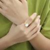 Французское ретро 18K Золотое Овальное Кольцо-Ракушка Не выцветающее Нишевый Дизайн Титановая Сталь Кольцо на Указательный Палец Украшения Женские