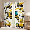 2PCS Cartoon Cars Truck Window Drapes, Excavator Tractor Trucks Grommet Curtains Boys Construction Themed Curtain for Bedroom