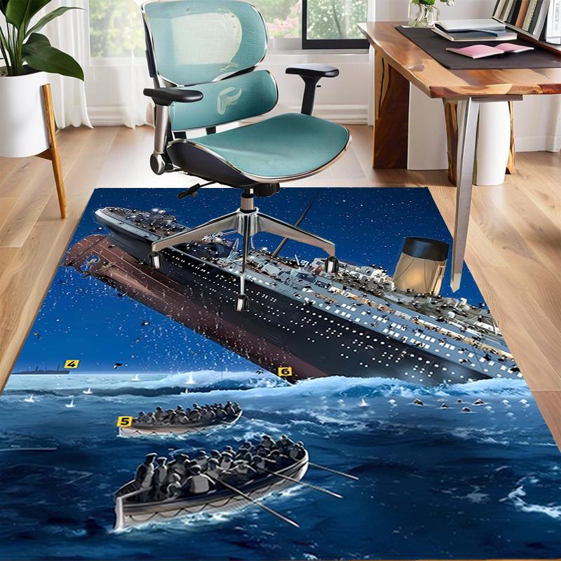 1pc Titanic1 Design Area Rug - Non-Slip, Soft & Cozy Floor Mat for Living Room, Bedroom, Office - Indoor/Outdoor Decorative Carpet