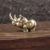 Copper Rhinoceros Figurines Home Decor Retro Brass Animal Ornaments Keyrings Holder Pendants Lucky Desk Decorations Accessories