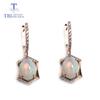 Simple Design Clasp Earring with Natural Opal Oval 8*10mm Gemstone 925 Sterling Silver Fine Jewelry for Women Nice Gift