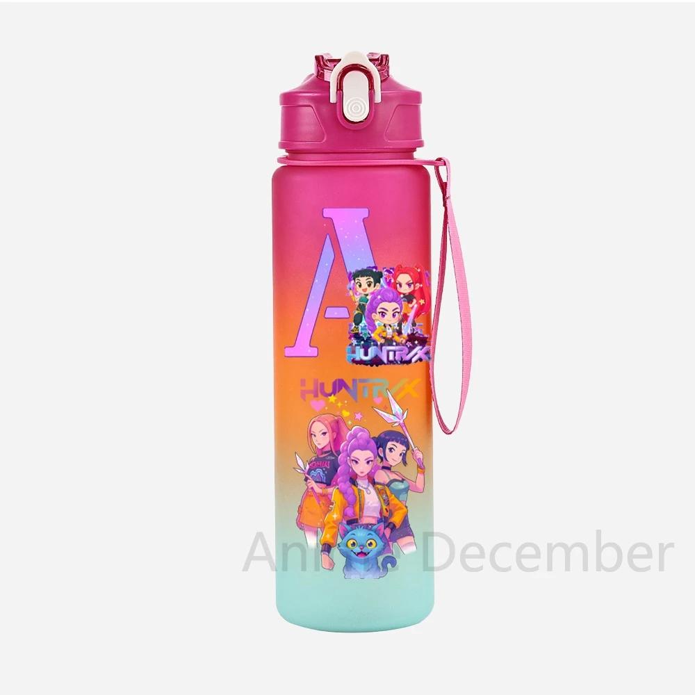 Anime K-Pop Demon Hunters A-Z English Letter Printed Character Water Cup Demon Hunters Large Capacity Outdoor Portable Drinking Bottle for Boy Girl