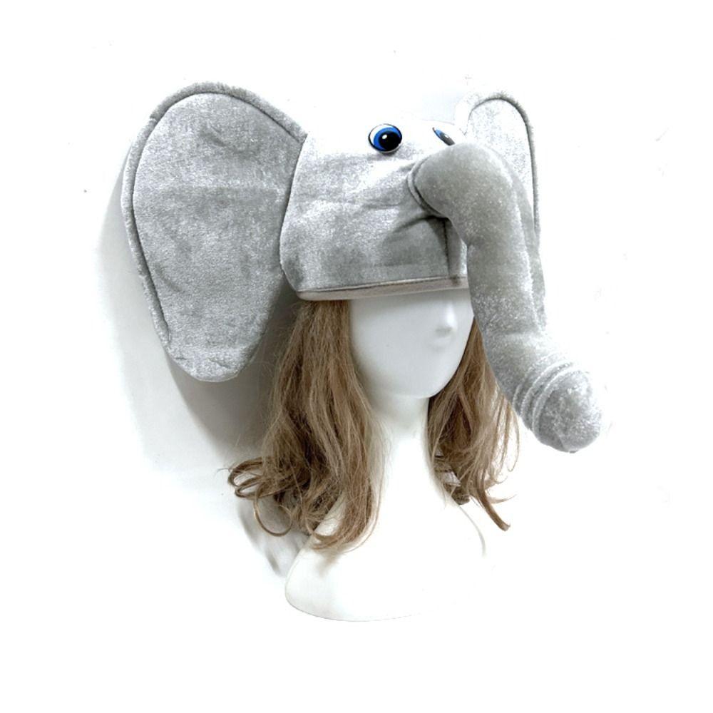 Large Ears Plush Animal Hat Plush Fabric Cartoon Costume Cap Kids Plush Elephant Hat Halloween