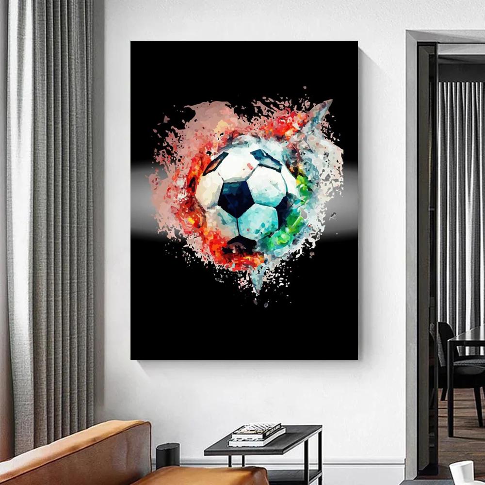 Абстрактная акварель баскетбол футбол бейсбол плакат печать спорт холст картины настенные художественные картины для комнаты домашний декор