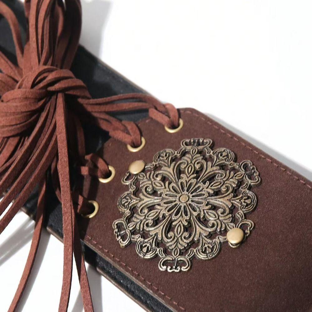 Leopard Print West Cowboy Waist Belt Trouser Decoration Pu Waistbands Splicing Rings Belt  Daily