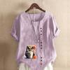 Women's Fashion Cartoon Owl Prined Short Sleeve T-shirt Loose Cotton Shirt Casual Loose Summer Blouse Tops Plus Size