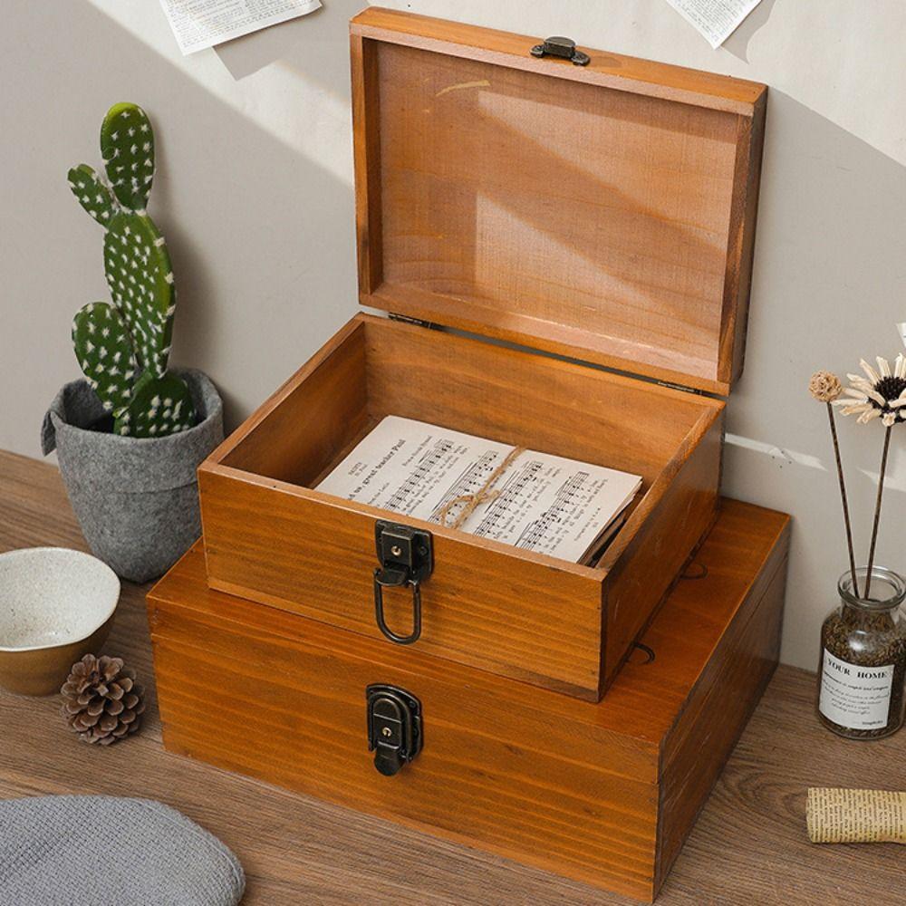 Wooden Jewelry Box Vintage Storage Case Miscellaneous Organizer Cosmetics Box Travel