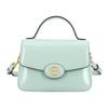 Tory Burch Robinson Gold Двойной Т-образный логотип Гладкая клапанная крышка Съемный плечевой ремень Лакированная кожаная сумка через плечо Сумка-кроссбоди Сумка-тоут Маленькая 147467-400