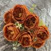 7 Heads Artificial Flower Rose Brushed Fabric Petal Flower Bouquet Faux Austin Rose  Party Supplies