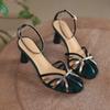 2024 New Women Sandals Ankle Strap Pumps Concise Fashion Genuine Leather Thin High Heels Summer Office Wedding Party Shoes Woman