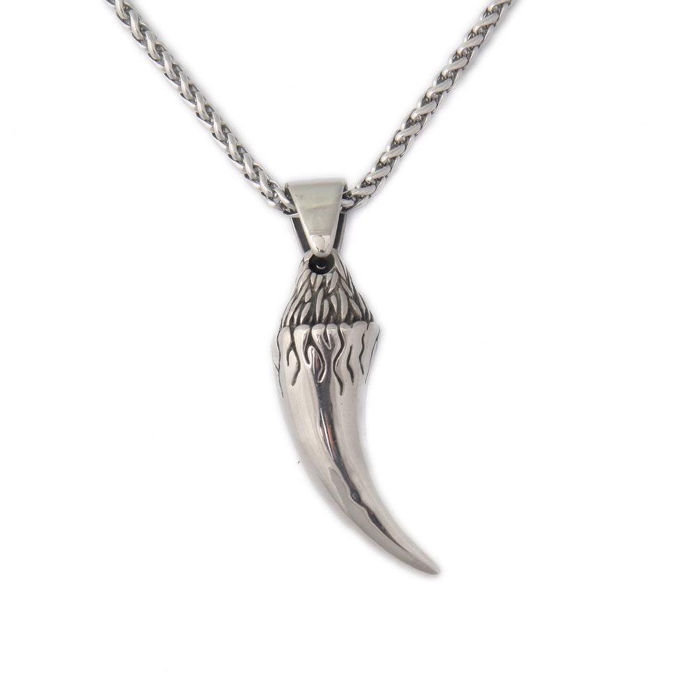 Norse Viking Wolf Teeth Odin Necklace for Men Stainless Steel Amulet Jewelry