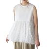 J-Scott Women's Feather Blouse, Sleeveless, Round Neck, Mixed Material, Fringe, Shaggy, White, JS173-WH-L (Limited Stock)