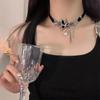 Dark Butterfly Butterfly Necklace Clavicle Necklace Goth Choker Leather Choker