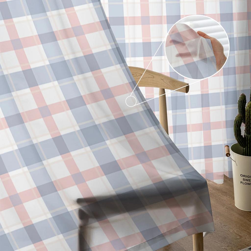 Клетчатая вуаль с геометрическим переплетением, прозрачные шторы для гостиной, окна, шифоновая тюль, занавеска для кухни, спальни, домашний декор