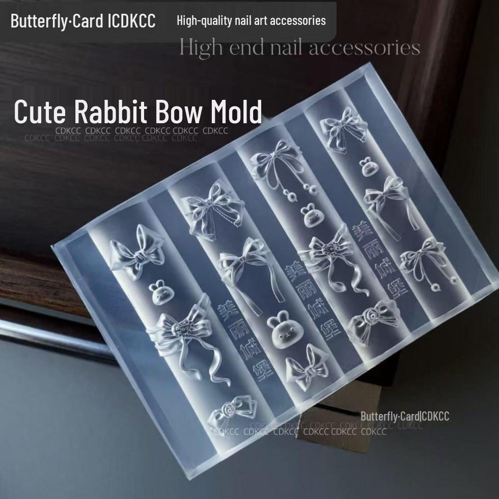 August New Arrival: Cute Rabbit Bow Nail Art Stencils - Girly Style