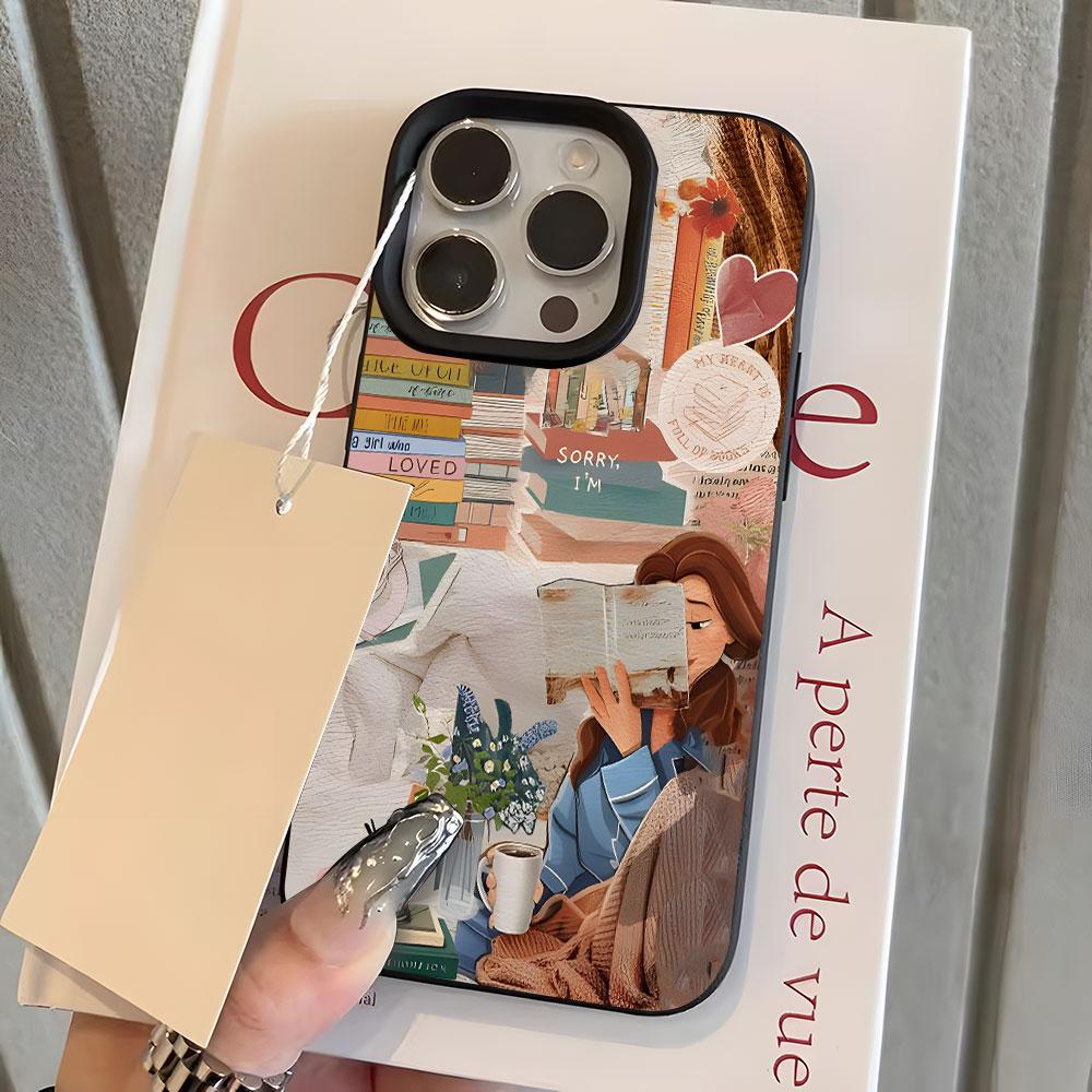 Уютный книжный коллаж для девушки Чехол для телефона iPhone 11 12 13 14 15 16 17 Pro Max 14 15 Plus 17 Air X Xs XR Личи Мягкая обложка