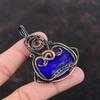 Кулон из лазурита, кулон, обернутый медной проволокой, украшение из лазурита, кулон ручной работы, дизайнерский кулон, подарок для нее, украшение из меди с драгоценным камнем