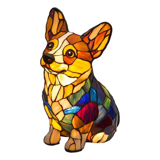 Светодиодный светильник с орнаментом в виде корги, настольная лампа в стиле ретро из смолы для собак, ночник с теплым окружающим светом, акцентное освещение для гостиной