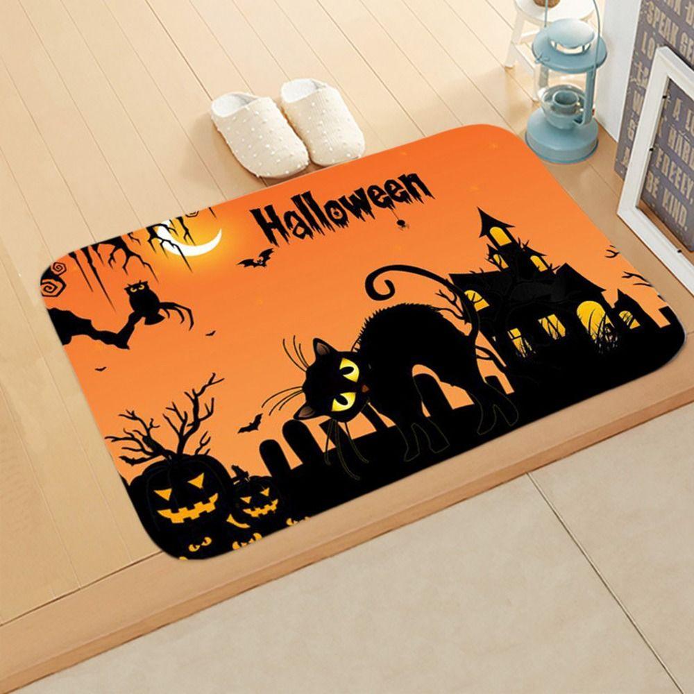 Flannel Halloween Door Mat Horror Ghost Outdoor Carpet New Floor Mat Kitchen Bathroom