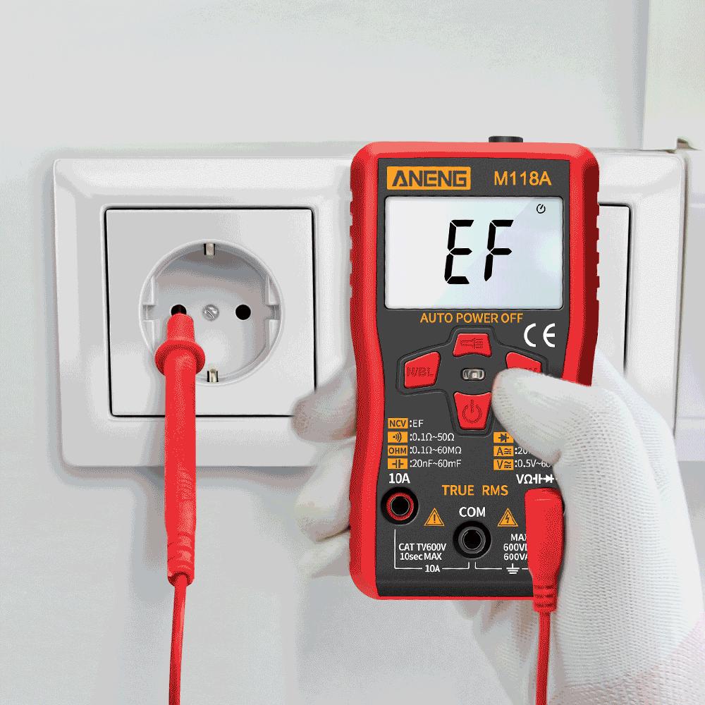 ANENG M118A Digital Mini Multimeter Tester 6000counts Auto Mmultimetro True Rms Tranistor Meter with NCV Data Hold Flashlight