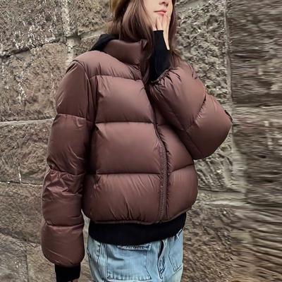Новый стиль Женское зимнее короткое утолщенное хлопковое пальто Свободное пальто-пуховик Корейский стиль Западный стиль Маленькая хлопковая куртка