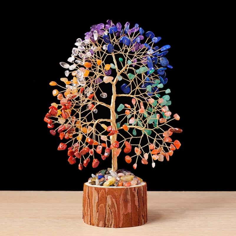 Crystal Tree Figurine Home Desktop Decors Lucky Ornament Handmade Bonsais Money Tree for Fengshui Enthusiasts Decoration