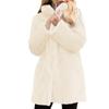 Women's Winter Faux Belt Pocket Plush Warm Jacket Notch Lapel Coat Outerwear Mid-Length