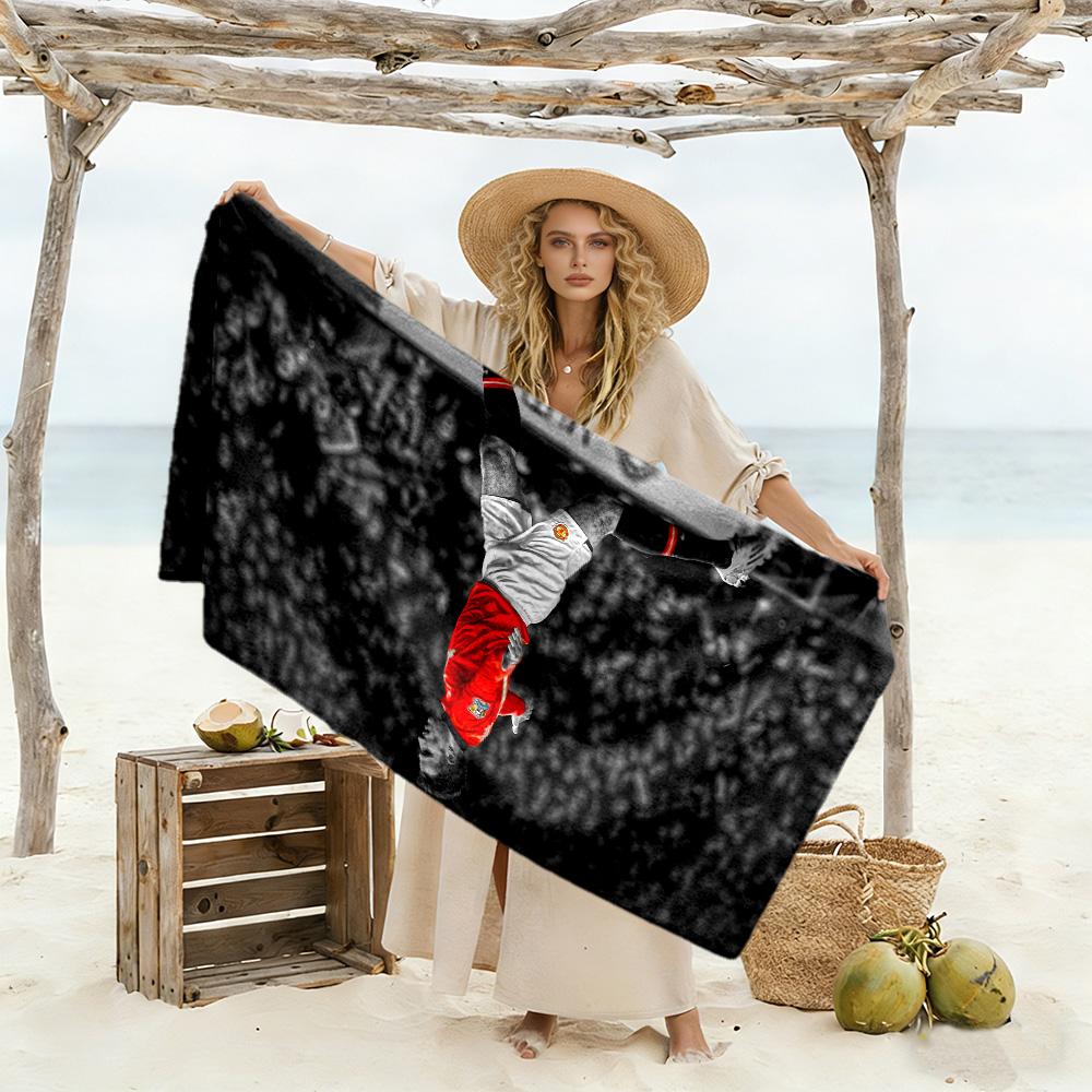 Football Player Celebration Beach Towel Super Soft & Absorbent Comfortable Lightweight