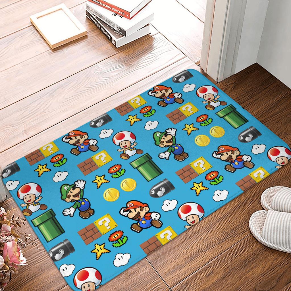 M-Marios Super Bros Front Door Floor Entrance Mat Outdoor Bathroom Kitchen Doormat Garden Carpet Rug