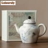 150 мл японский заварной чайник белого цвета, расписанный вручную, бамбуковый горшок, бытовой чайник для заваривания чая с отверстием для шарика, украшения для чая