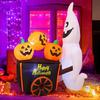 6FT Halloween Outdoor Inflatable Toys Ghost Push Pumpkin Cart with LED Lights Decoration Outdoor Holiday Party Inflatable Model
