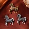 Yousheng Retro Horse Brooch Rhinestone Inlaid Horse Pin Zodiac Year Animal Brooch Men Women Suit Accessory for Handbag Clothes Decoration