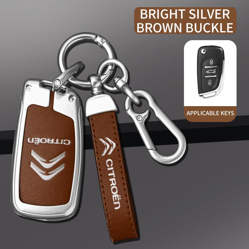 Car Flip Remote Key Case For Citroen C1 C2 C3 C4 C5 XSARA PICA Auto Accessories Zinc Alloy Leather Key Cover Protector Shell 