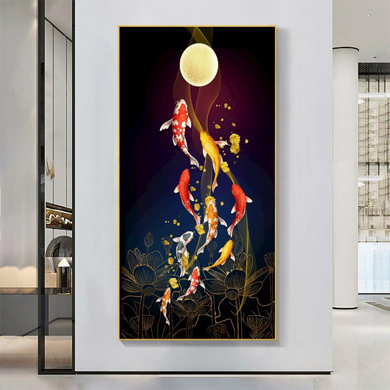 Картины с рыбками кои, современные постеры с животными, печать на холсте, абстрактные настенные художественные картины Куадрос для гостиной, домашний декор, БЕЗ РАМКИ
