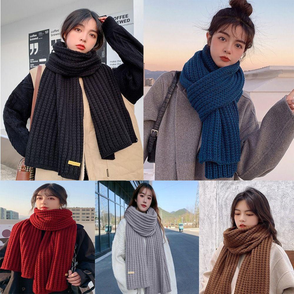 Windproof Knitting Scarf Thickening Warm Tube Couple Warm Neck Cover Thermal Neck Warmer  Men Women