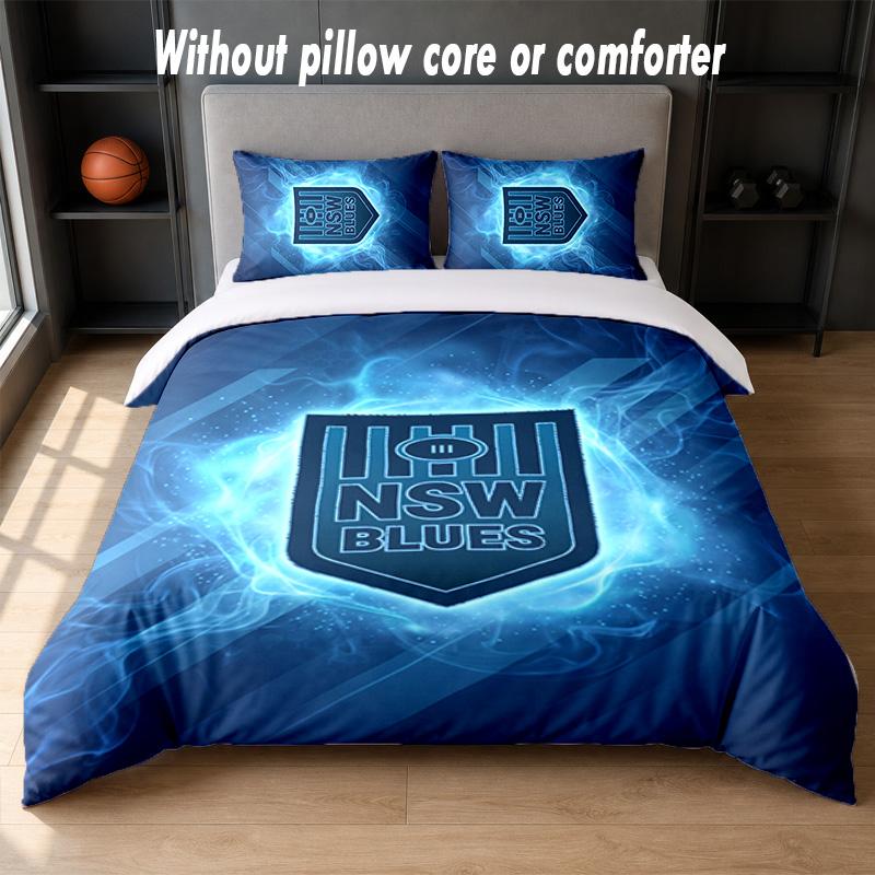 NSW Blues Design Bed Bedding Set 1 Duvet Cover + 2 Pillowcases Soft Breathable Household Bed Linens