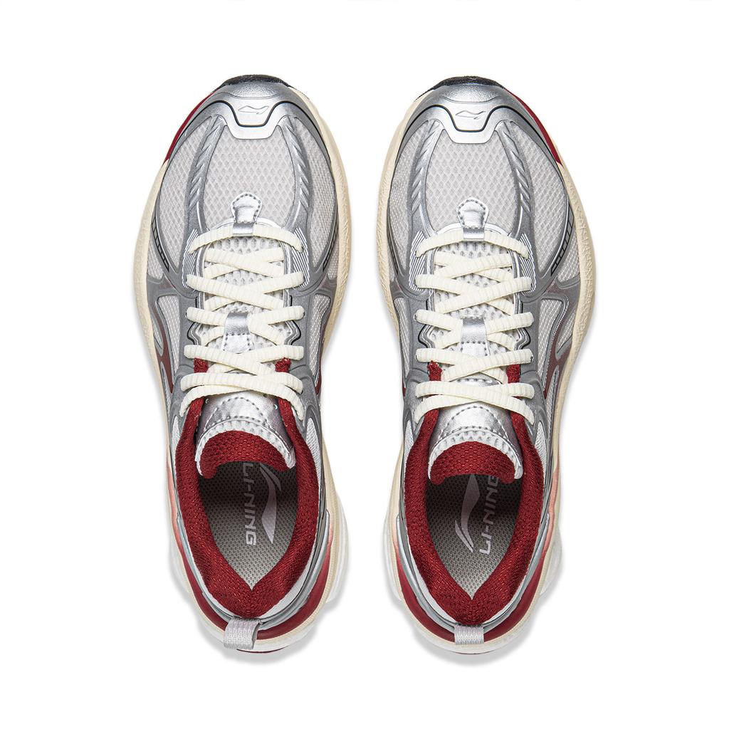 Li Ning Push Pull Boom V2 Амортизация Скользкая Устойчивость к истиранию Упругость Низкие Кроссовки для бега Женские Серебристые ARXW020-6