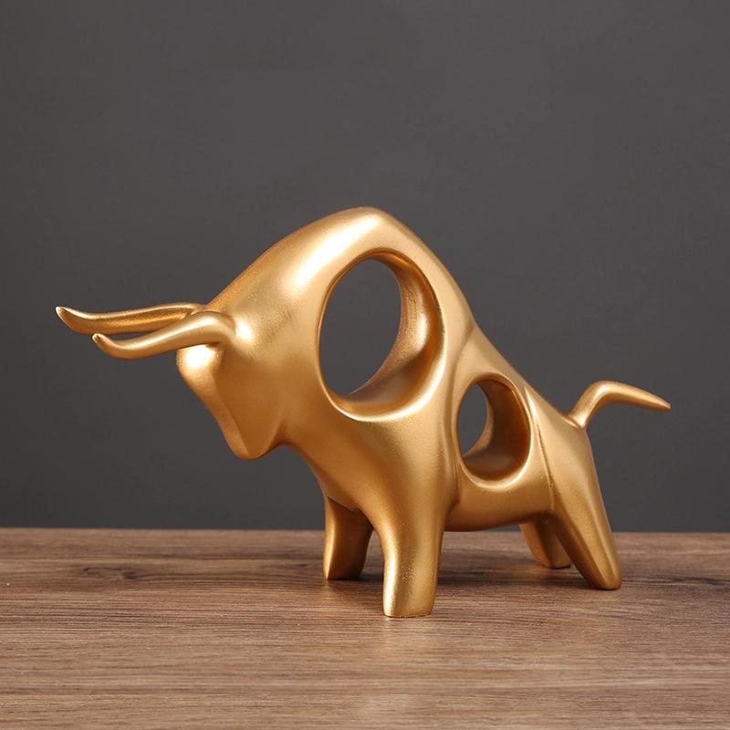 Powerful As A Bull Fine Resin Crafts Attracting Wealth Golden Cow Creative Home Living Room TV Cabinet Office Decorations