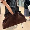 A Casual Simple Suede Shoulder Bag for Women Versatile Leather Bag