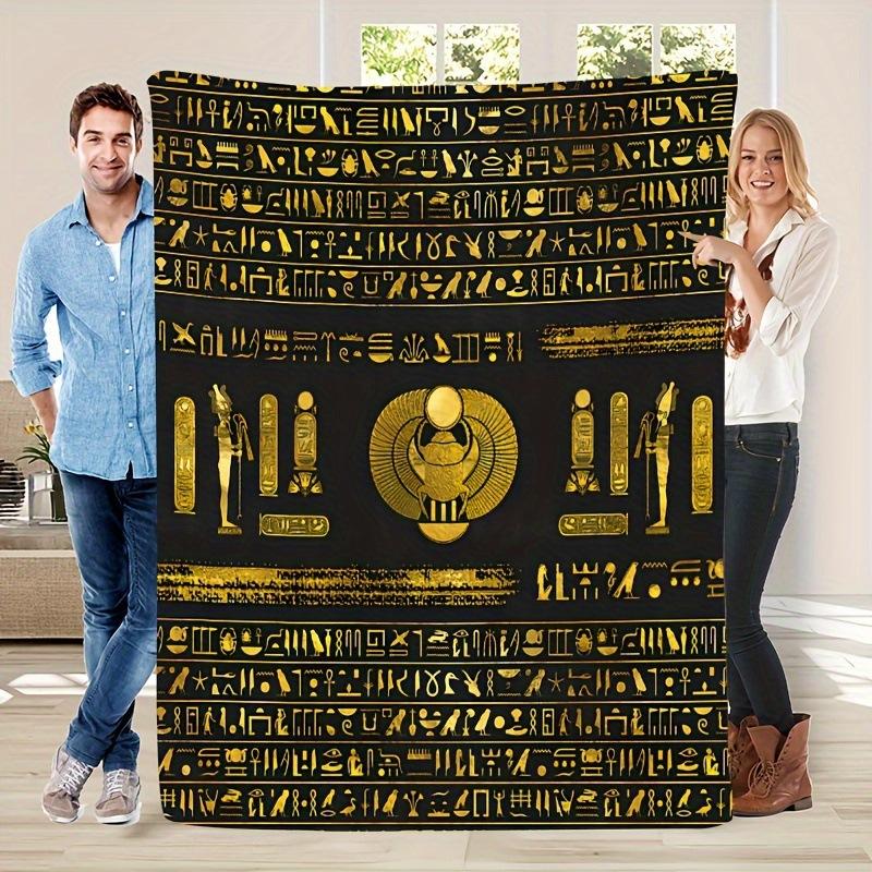 Ancient Egyptian mysterious symbols digital-printed polyester velvet flannel cover blanket Fleece soft cover blankets for beds